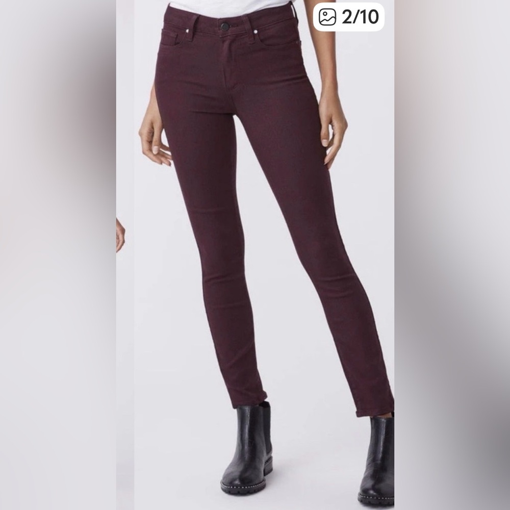 PAIGE Deep Ruby High Rise Ankle Skinny Jeans